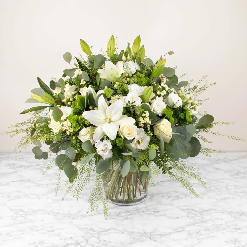 Bouquet deuil PRESTIGE PARADIS BLANC